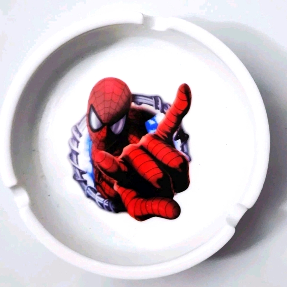 4" round ceramic spider man Ash Tray